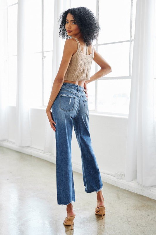 High Rise Slim Wide Leg Jeans - Drakoi Marketplace