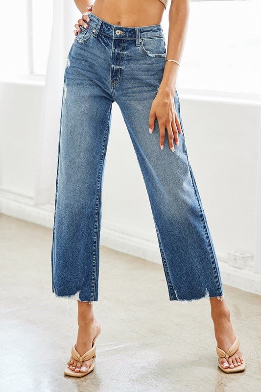 High Rise Slim Wide Leg Jeans - Drakoi Marketplace