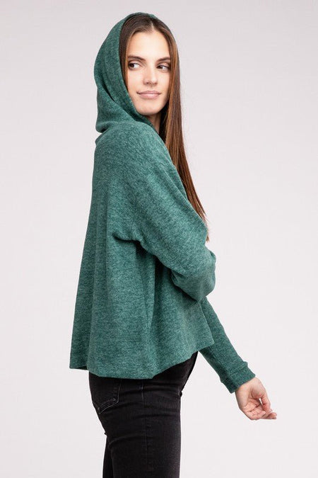 Hooded Brushed Melange Hacci Sweater - Drakoi Marketplace