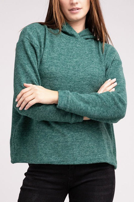 Hooded Brushed Melange Hacci Sweater - Drakoi Marketplace