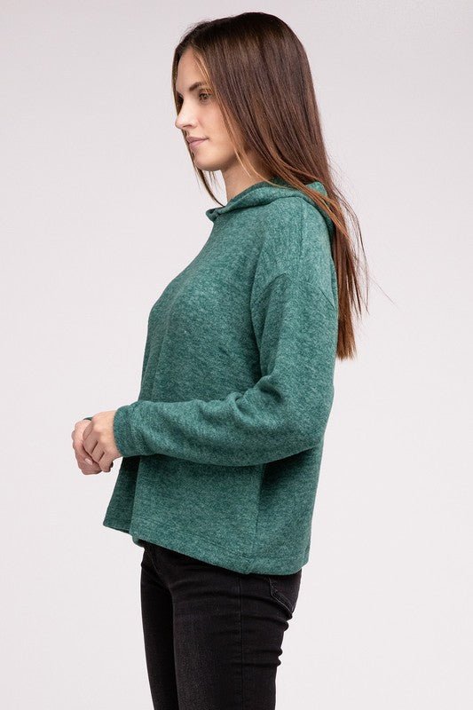 Hooded Brushed Melange Hacci Sweater - Drakoi Marketplace