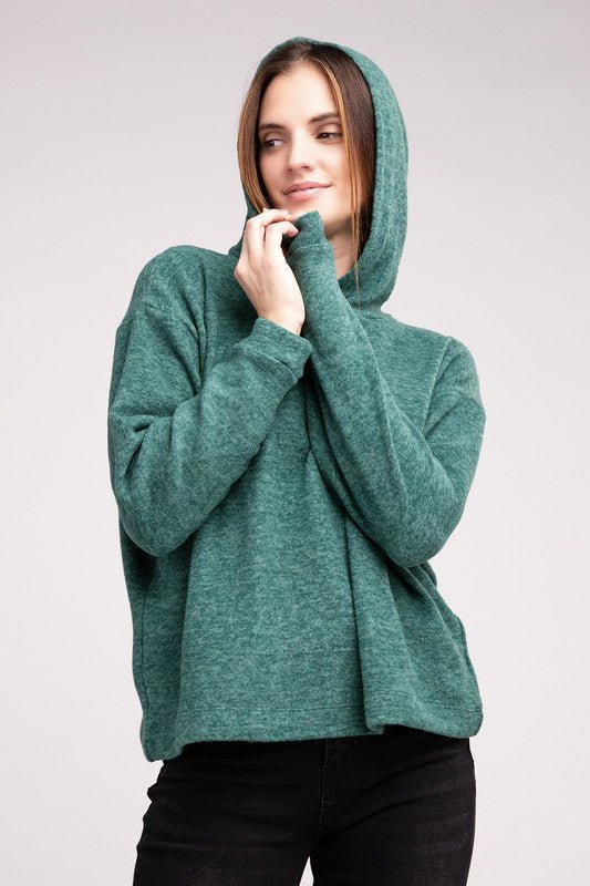 Hooded Brushed Melange Hacci Sweater - Drakoi Marketplace