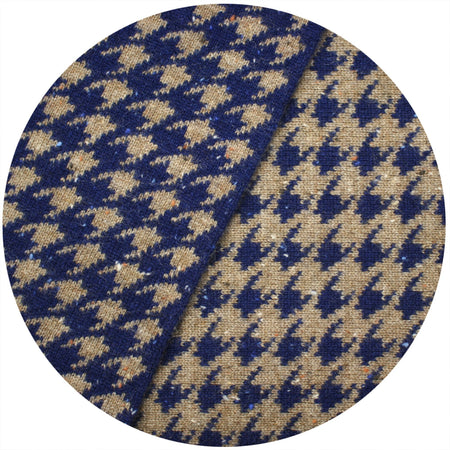 Hounds Tooth knitted Cashmere Scarf Kotara Camel Blue - Drakoi Marketplace