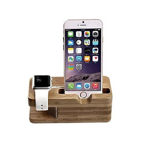 iPhone and iWatch Docking and Charging Station in Natural Wood - Drakoi Marketplace