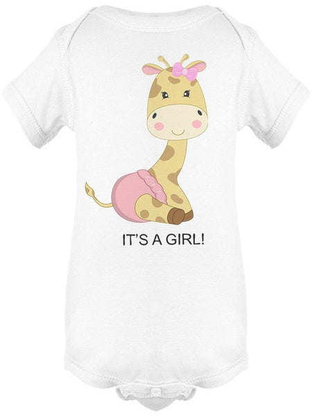 Its A Girl Giraffe Pink Diaper Bodysuit Baby's -Image by Shutterstock - Drakoi Marketplace