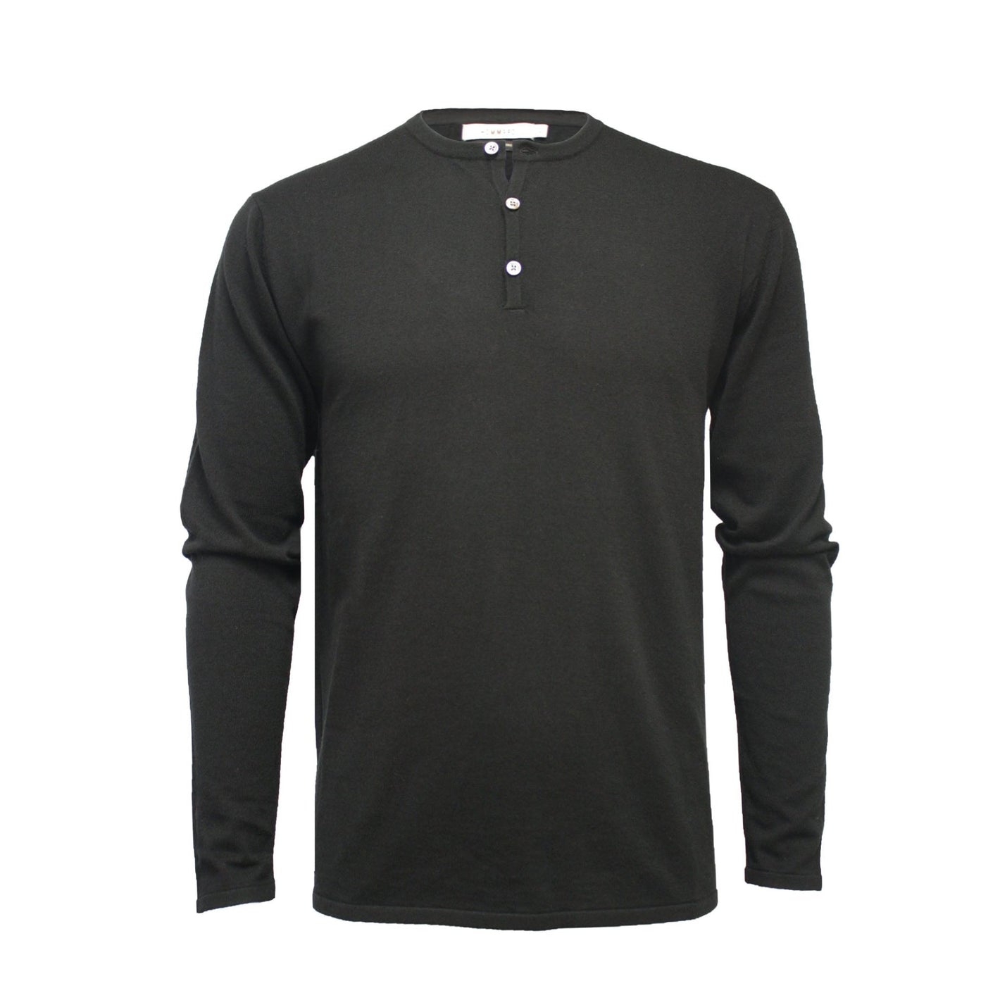 Jersey Henley T Shirt black Long Sleeves St Tropez - Drakoi Marketplace