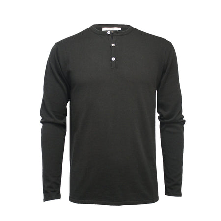 Jersey Henley T Shirt black Long Sleeves St Tropez - Drakoi Marketplace