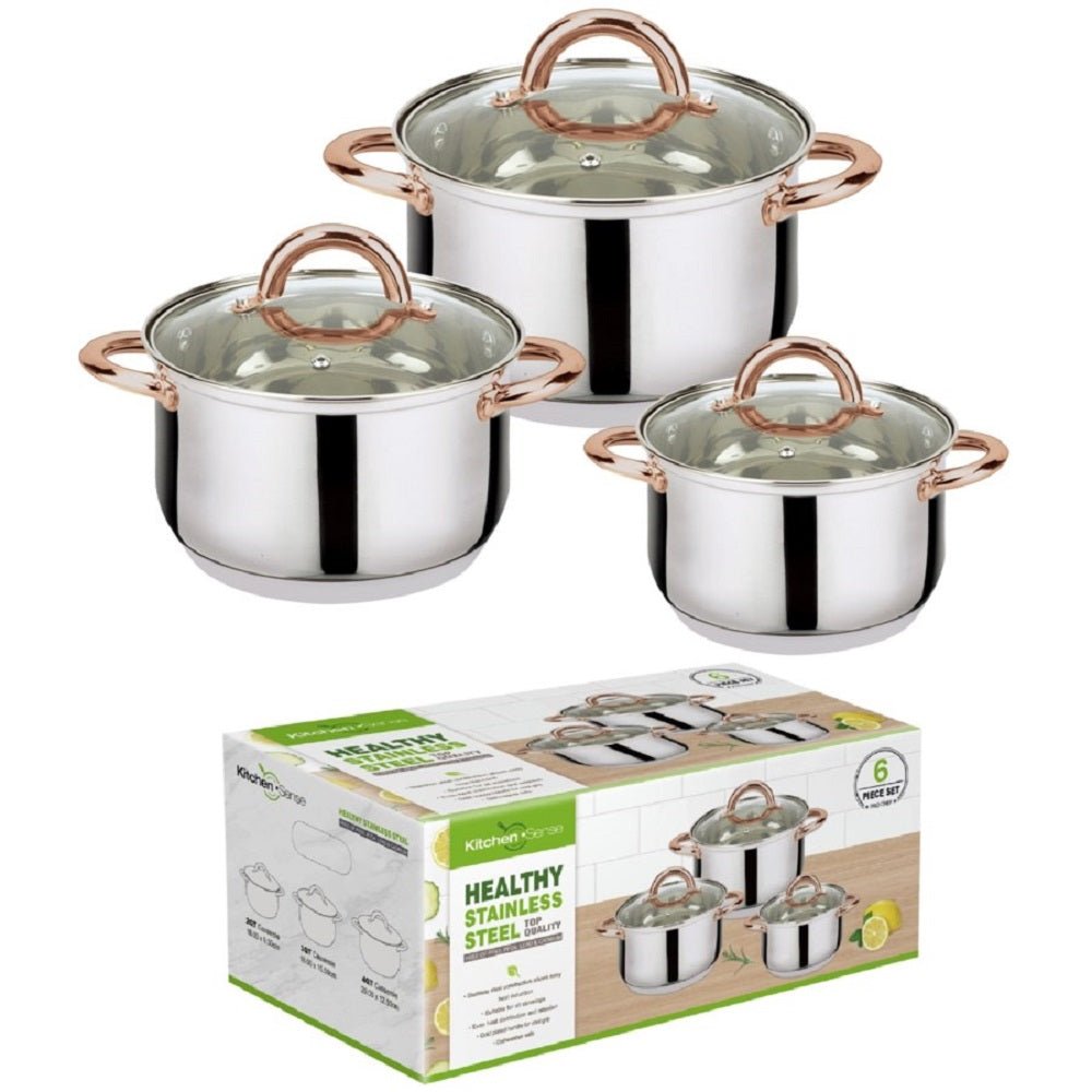 J&V TEXTILES 6-Piece Stainless Steel Casserole Set Pots and Lids… - Drakoi Marketplace