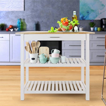 Kitchen Island with Solid Wood Top - Drakoi Marketplace