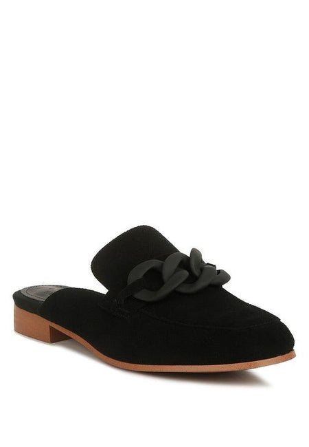 Krizia Chunky Chain Suede Slip On Loafers - Drakoi Marketplace