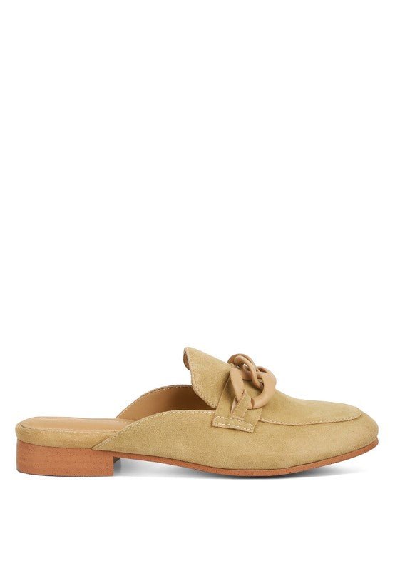 Krizia Chunky Chain Suede Slip On Loafers - Drakoi Marketplace