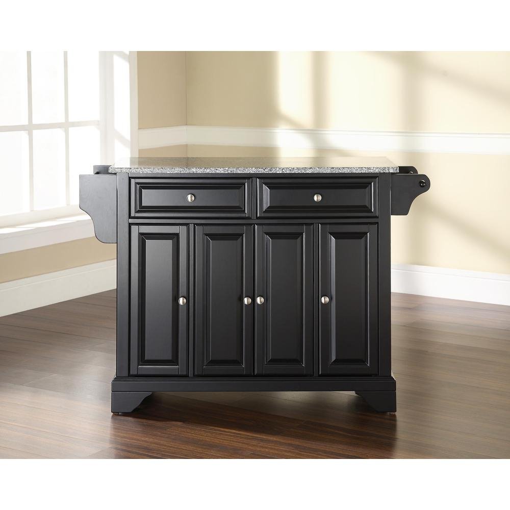 Lafayette Granite Top Full Size Kitchen Island/Cart Black/Gray - Drakoi Marketplace