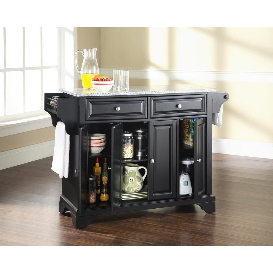 Lafayette Granite Top Full Size Kitchen Island/Cart Black/Gray - Drakoi Marketplace