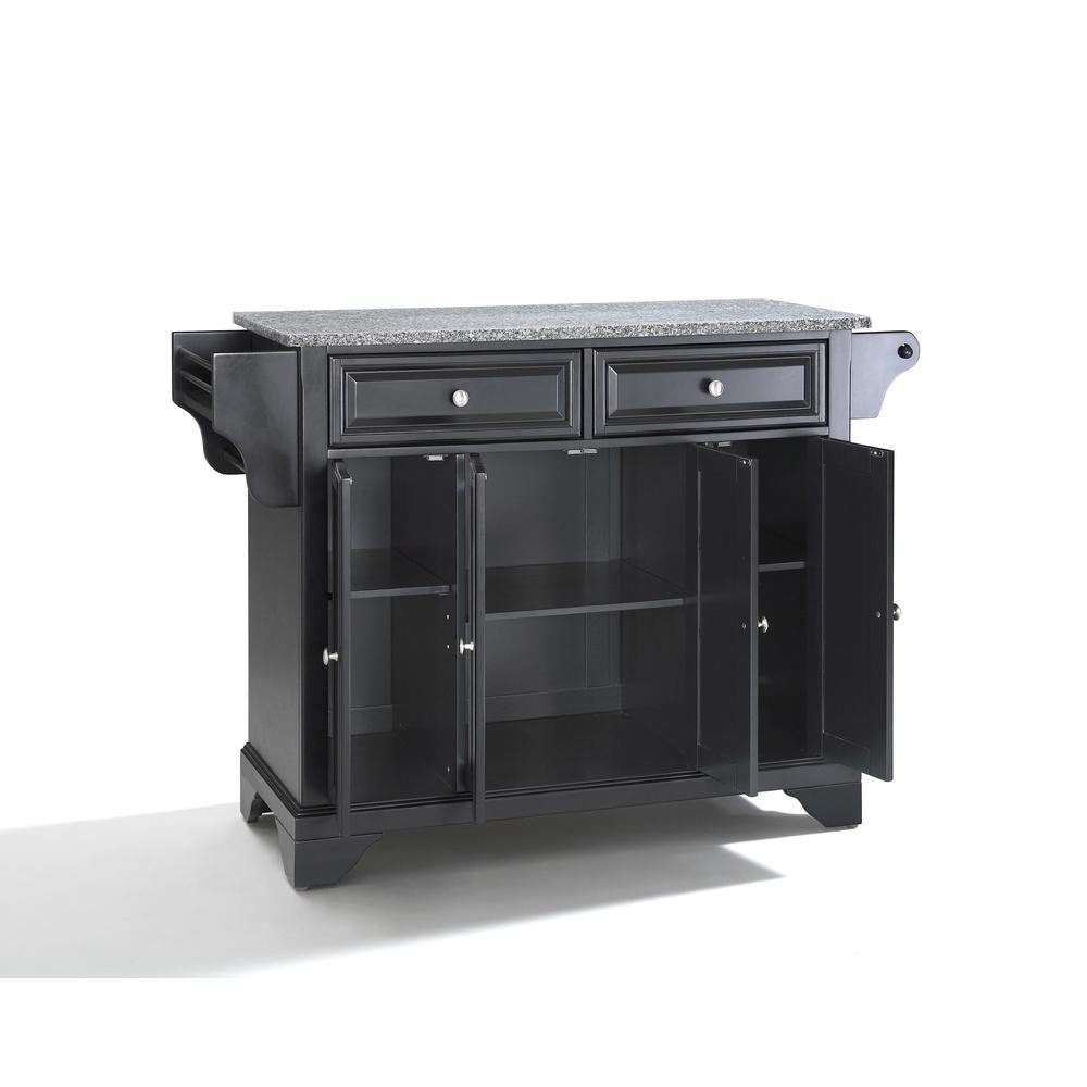 Lafayette Granite Top Full Size Kitchen Island/Cart Black/Gray - Drakoi Marketplace