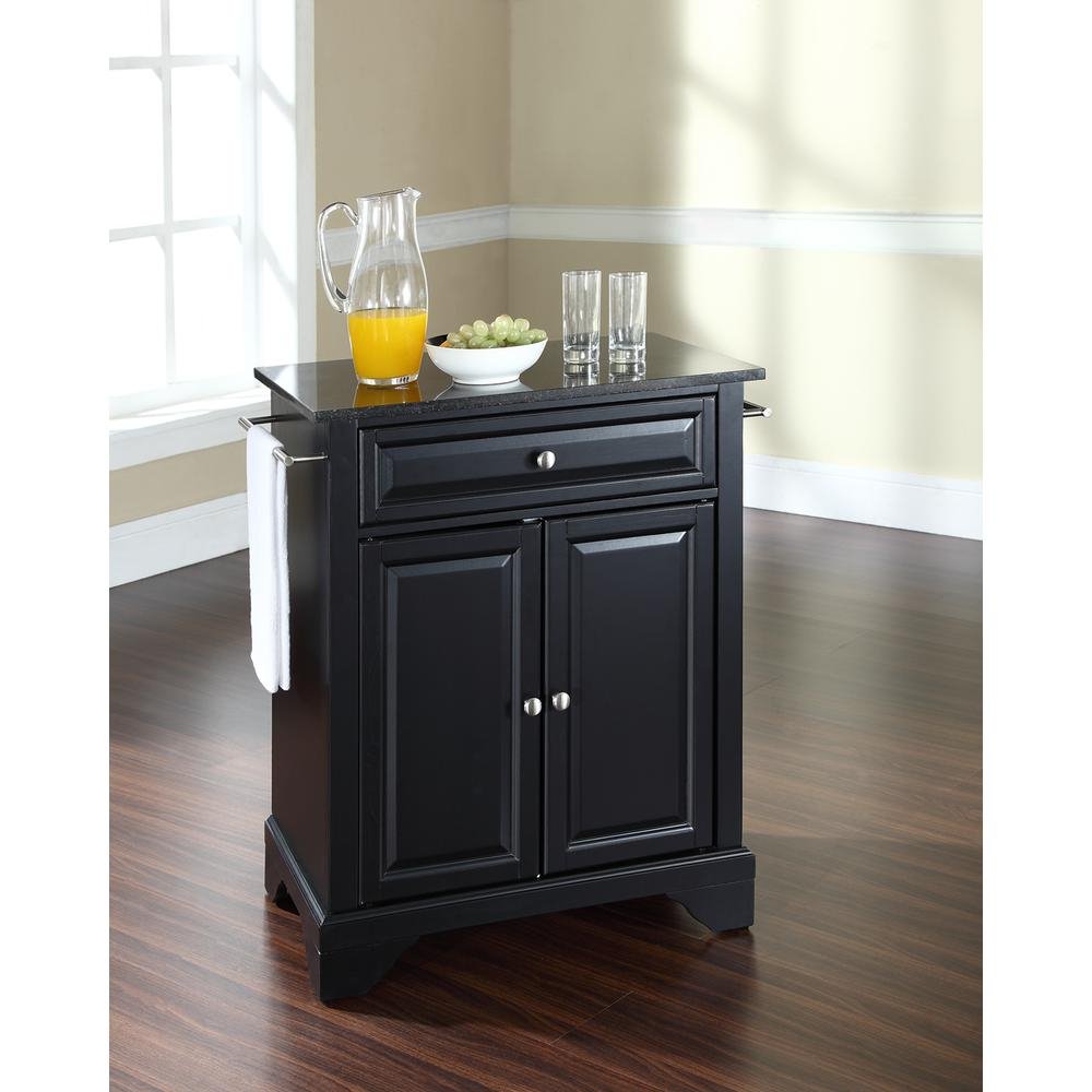 Lafayette Granite Top Portable Kitchen Island/Cart Black/Black - Drakoi Marketplace