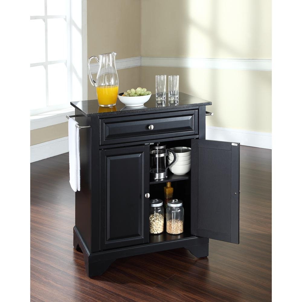 Lafayette Granite Top Portable Kitchen Island/Cart Black/Black - Drakoi Marketplace