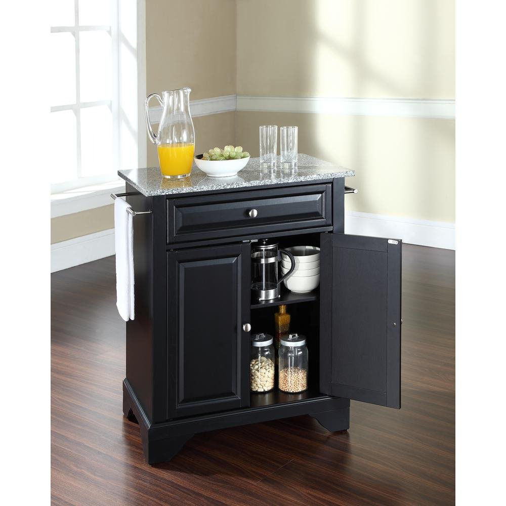 Lafayette Granite Top Portable Kitchen Island/Cart Black/Gray - Drakoi Marketplace