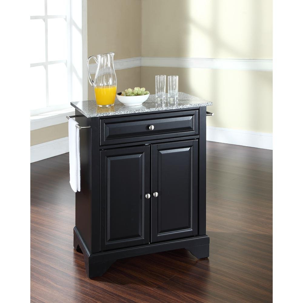 Lafayette Granite Top Portable Kitchen Island/Cart Black/Gray - Drakoi Marketplace