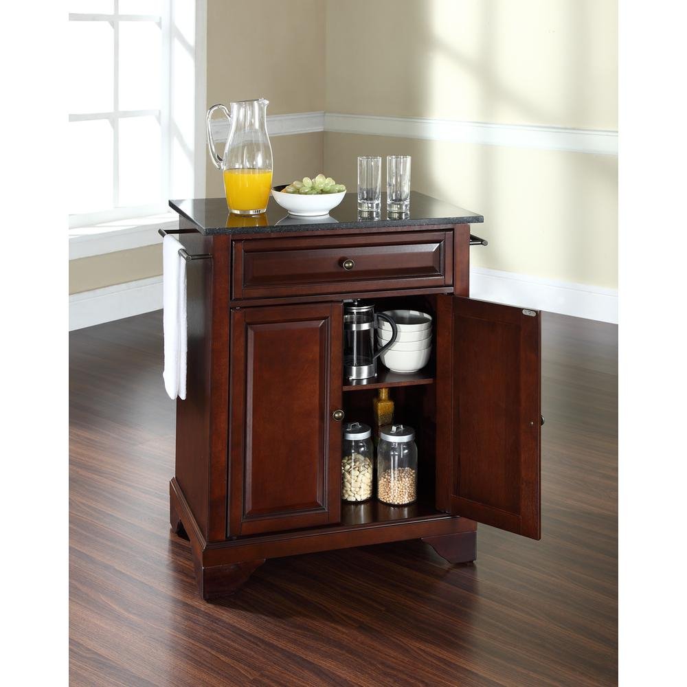 Lafayette Granite Top Portable Kitchen Island/Cart Mahogany/Black - Drakoi Marketplace