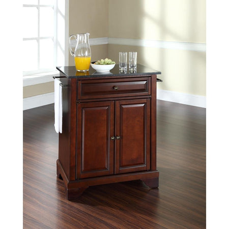 Lafayette Granite Top Portable Kitchen Island/Cart Mahogany/Black - Drakoi Marketplace