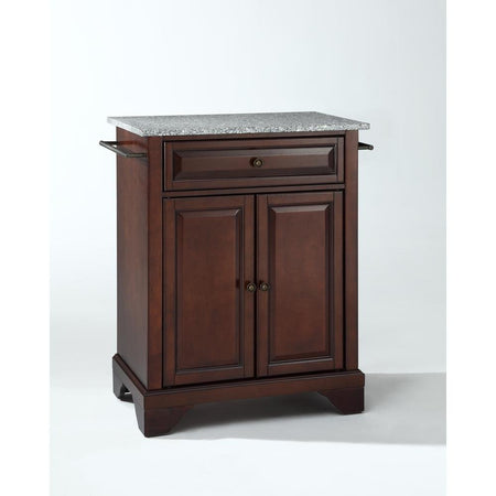 Lafayette Granite Top Portable Kitchen Island/Cart Mahogany/Gray - Drakoi Marketplace