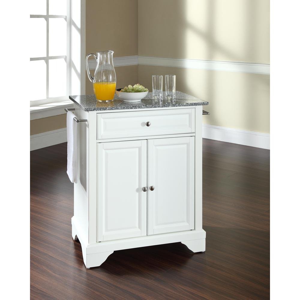 Lafayette Granite Top Portable Kitchen Island/Cart White/Gray - Drakoi Marketplace