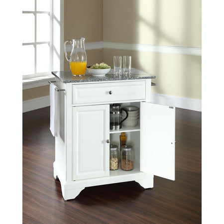 Lafayette Granite Top Portable Kitchen Island/Cart White/Gray - Drakoi Marketplace