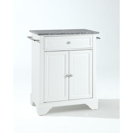 Lafayette Granite Top Portable Kitchen Island/Cart White/Gray - Drakoi Marketplace