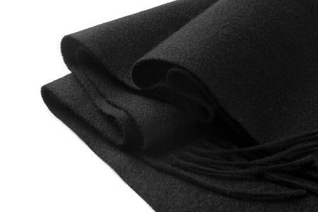 Lambswool Scarf Woven Plain Black - Drakoi Marketplace