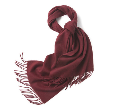 Lambswool Scarf Woven Plain Bordeaux - Drakoi Marketplace