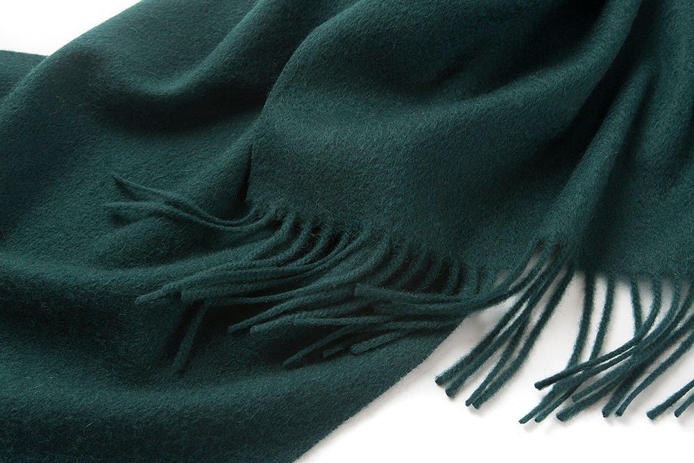 Lambswool Scarf Woven Plain Bottle Green - Drakoi Marketplace