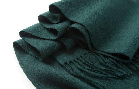 Lambswool Scarf Woven Plain Bottle Green - Drakoi Marketplace