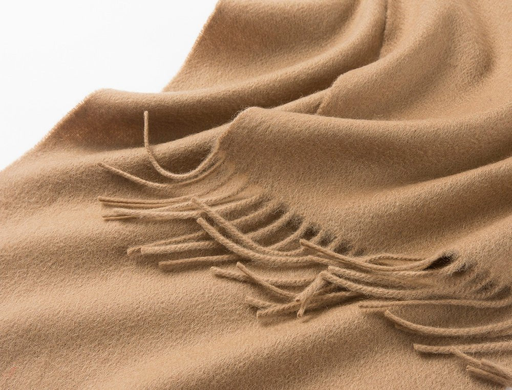 Lambswool Scarf Woven Plain Camel - Drakoi Marketplace