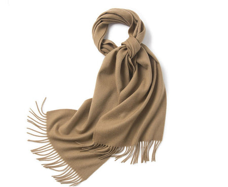 Lambswool Scarf Woven Plain Camel - Drakoi Marketplace