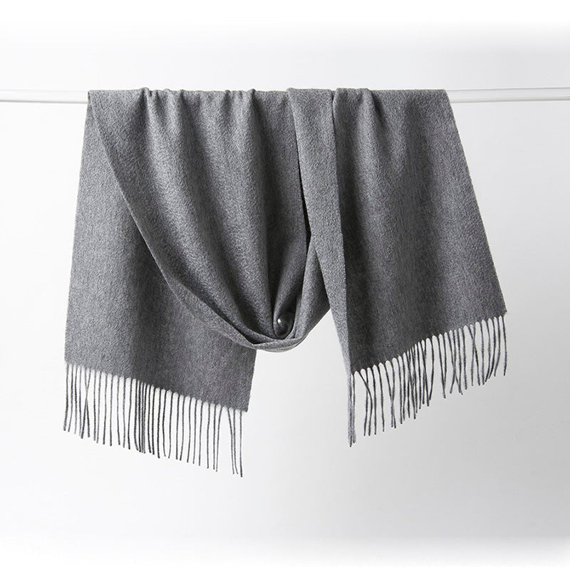 Lambswool Scarf Woven Plain Grey - Drakoi Marketplace