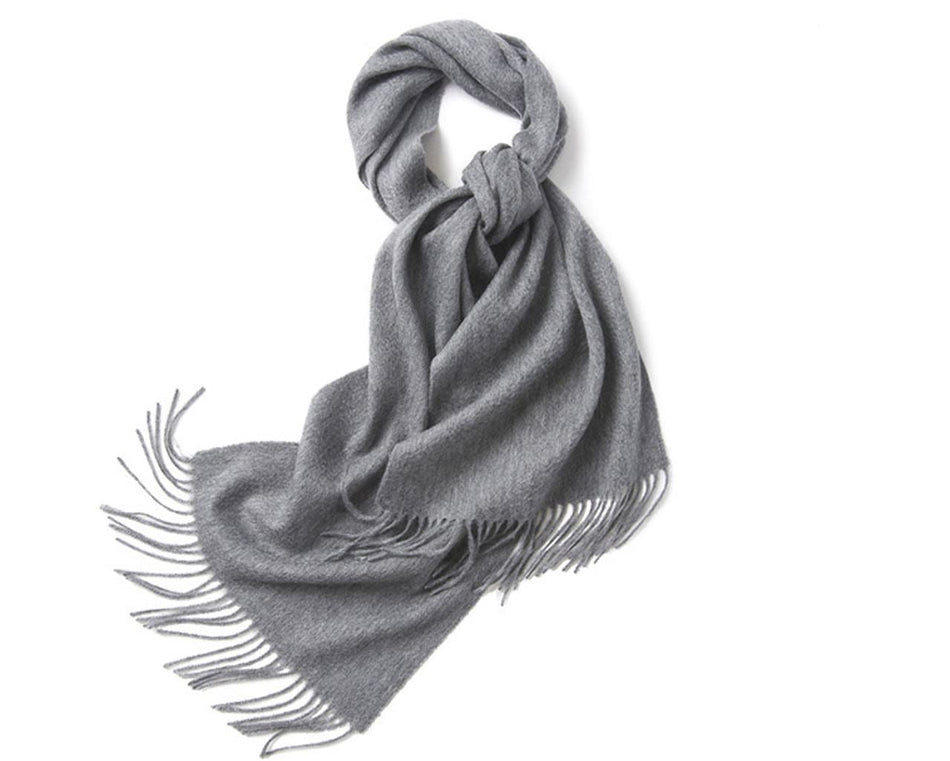 Lambswool Scarf Woven Plain Grey - Drakoi Marketplace