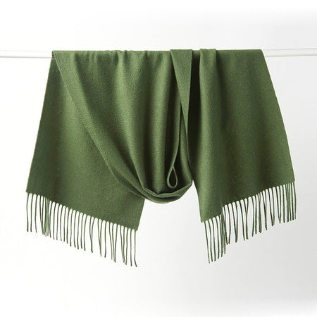 Lambswool Scarf Woven Plain Hunting Green - Drakoi Marketplace