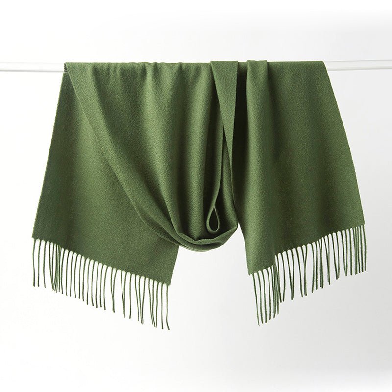 Lambswool Scarf Woven Plain Hunting Green - Drakoi Marketplace