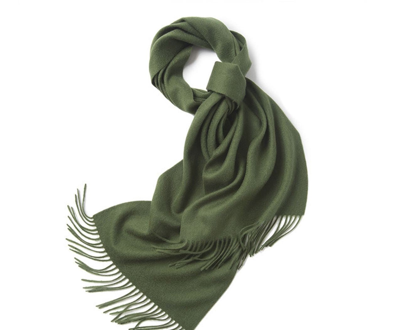 Lambswool Scarf Woven Plain Hunting Green - Drakoi Marketplace