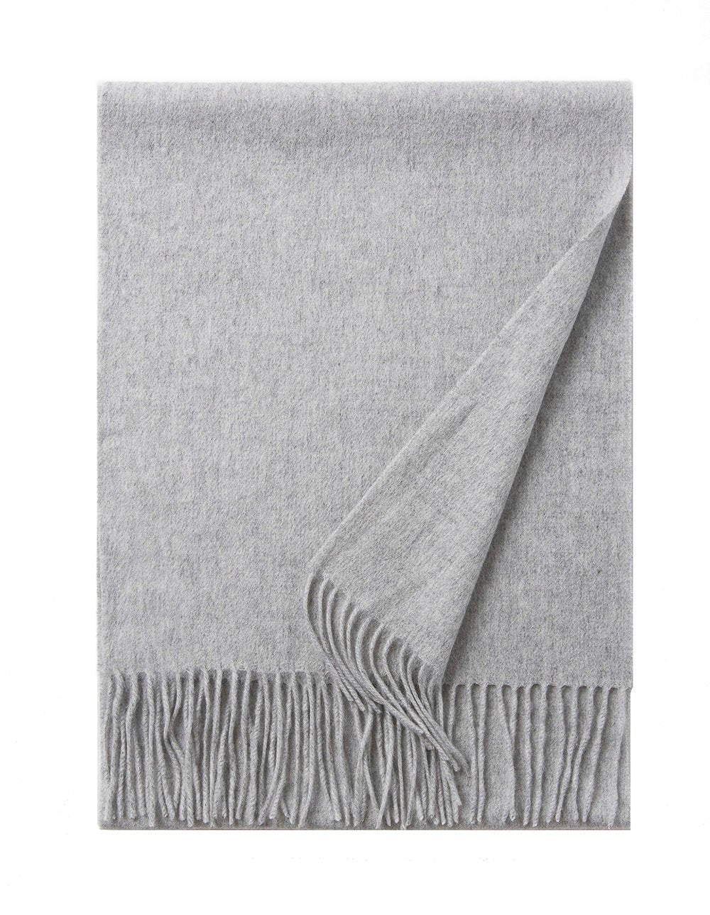 Lambswool Scarf Woven Plain Light Grey - Drakoi Marketplace