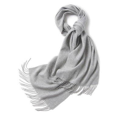 Lambswool Scarf Woven Plain Light Grey - Drakoi Marketplace