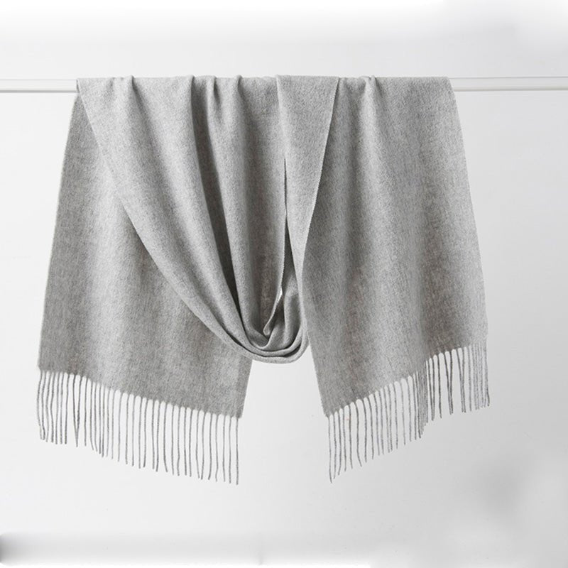 Lambswool Scarf Woven Plain Light Grey - Drakoi Marketplace