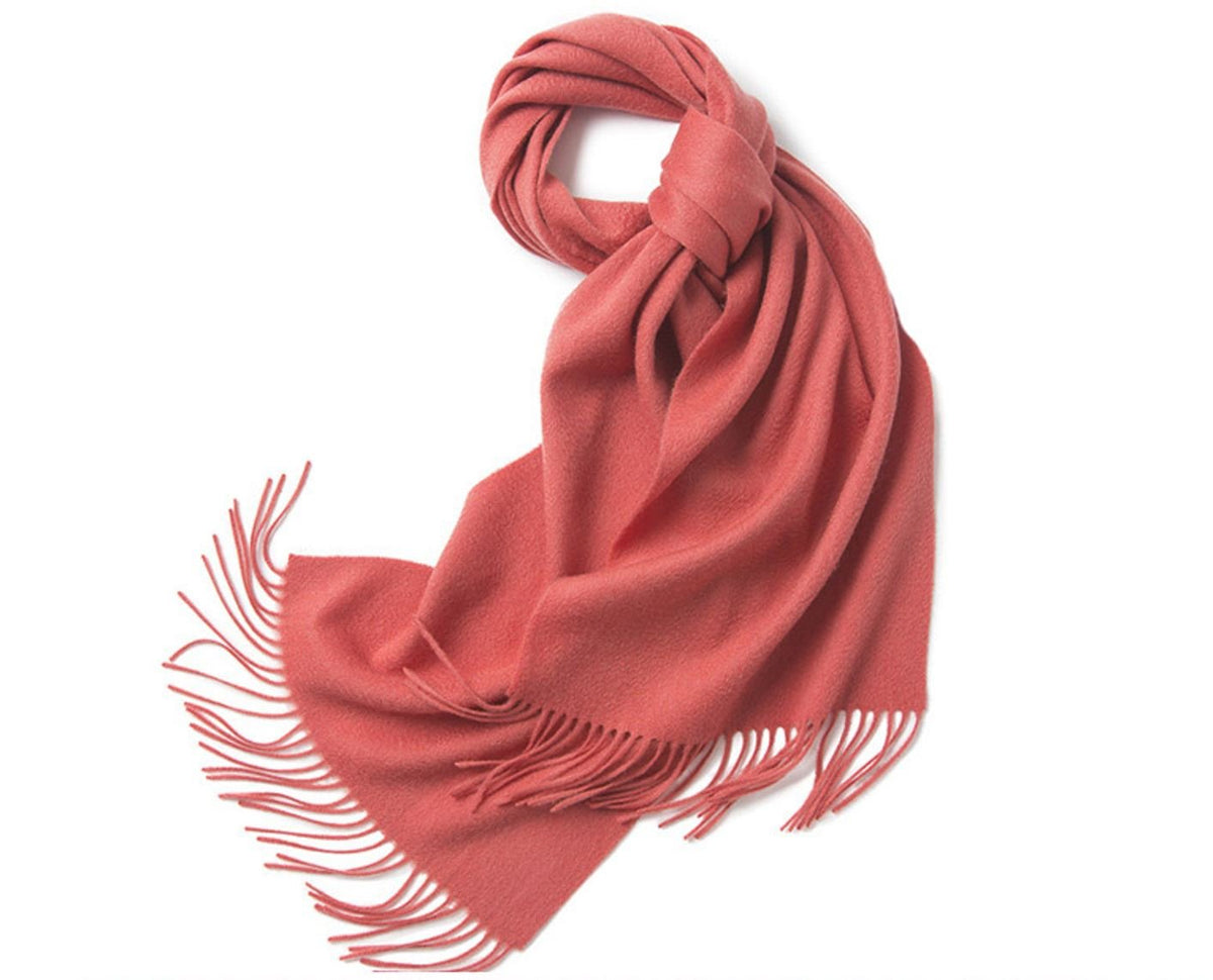 Lambswool Scarf Woven Plain Lobster - Drakoi Marketplace