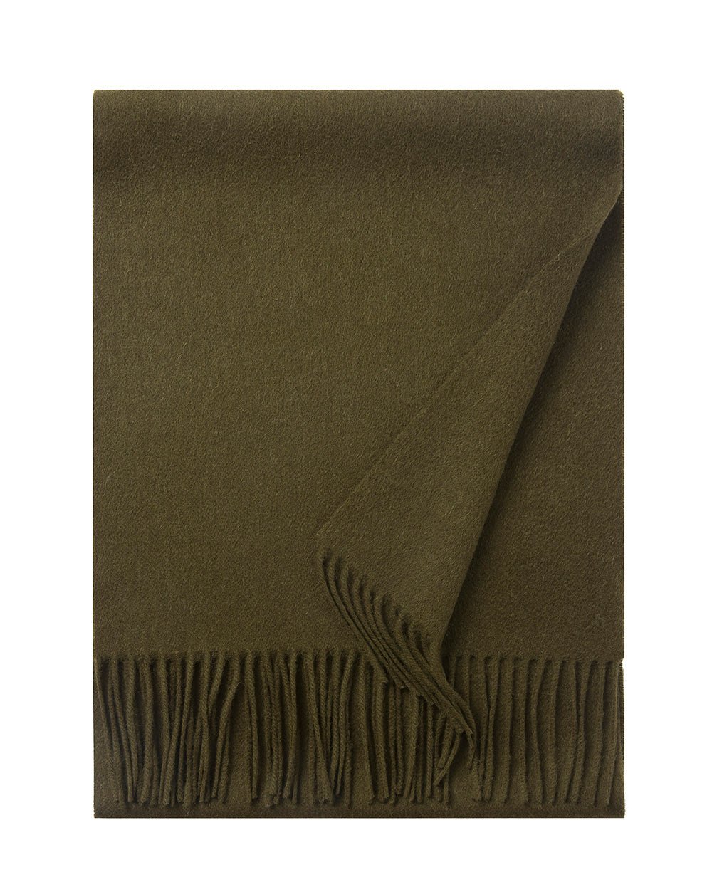 Lambswool Scarf Woven Plain Olive Green - Drakoi Marketplace