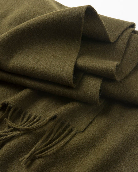 Lambswool Scarf Woven Plain Olive Green - Drakoi Marketplace