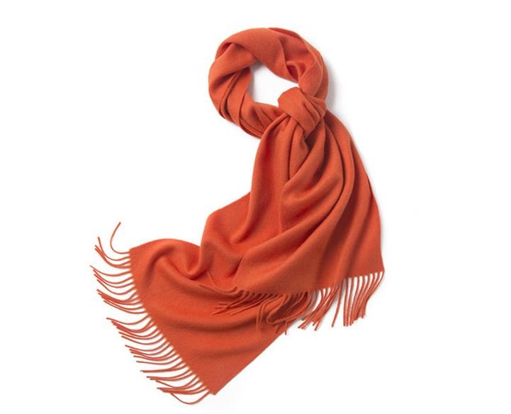 Lambswool Scarf Woven Plain Orange - Drakoi Marketplace