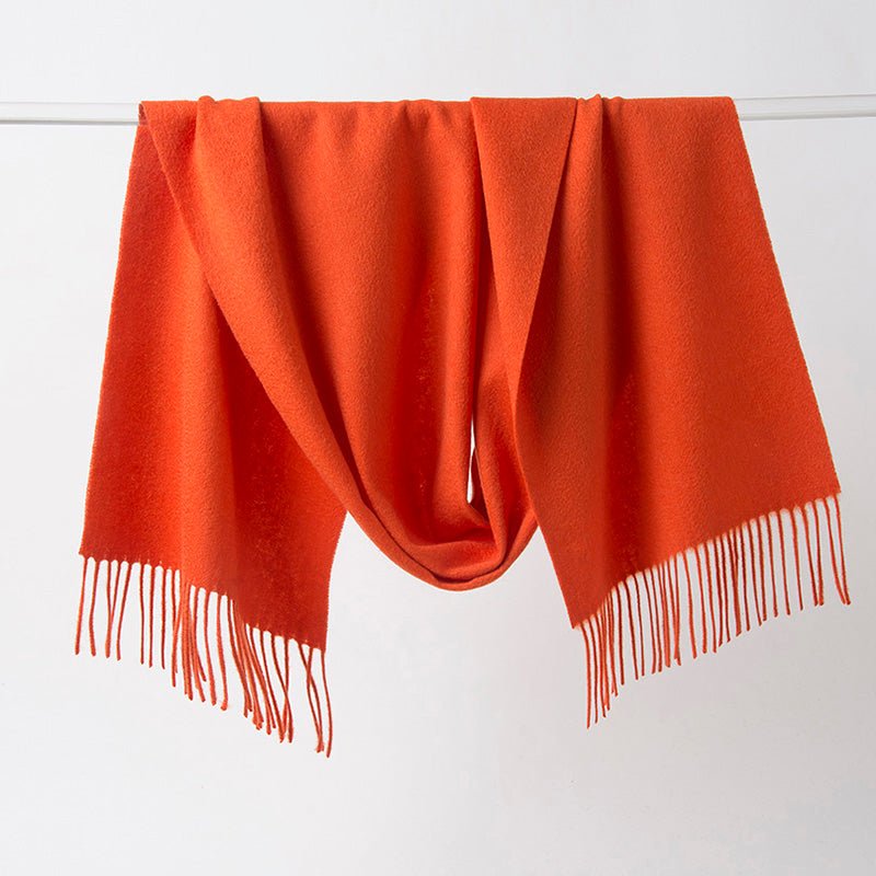 Lambswool Scarf Woven Plain Orange - Drakoi Marketplace