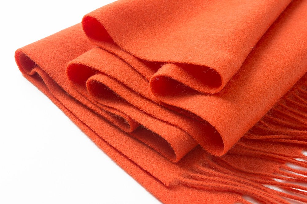 Lambswool Scarf Woven Plain Orange - Drakoi Marketplace