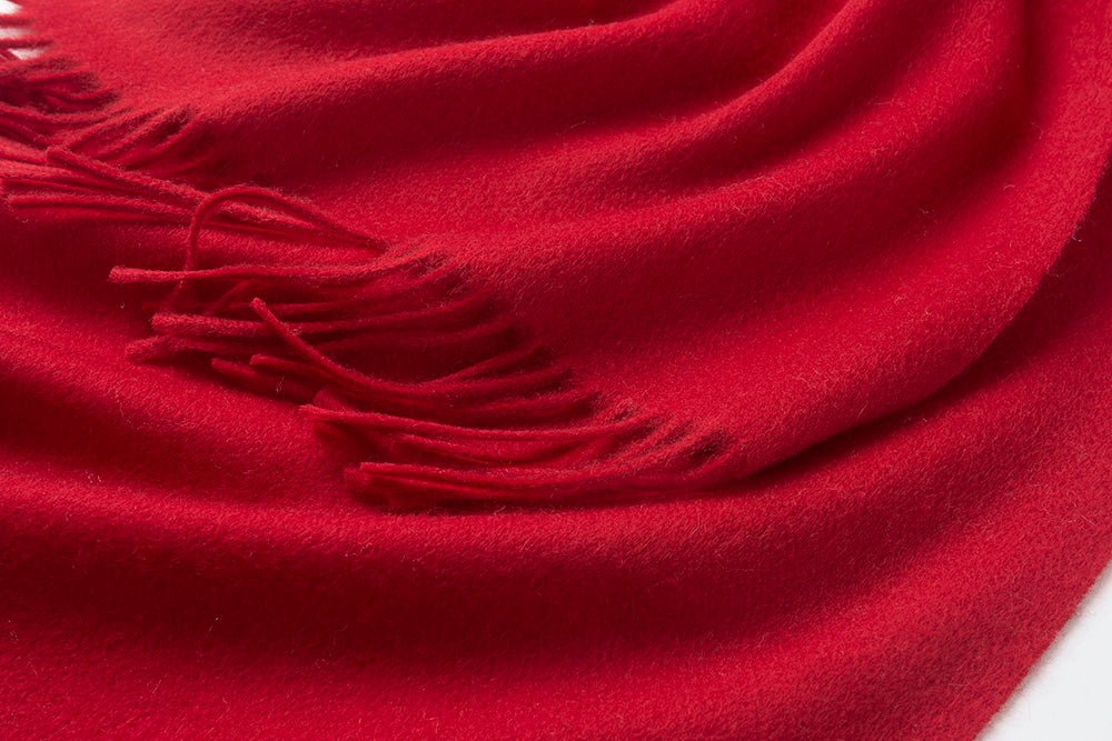 Lambswool Scarf Woven Plain Red - Drakoi Marketplace