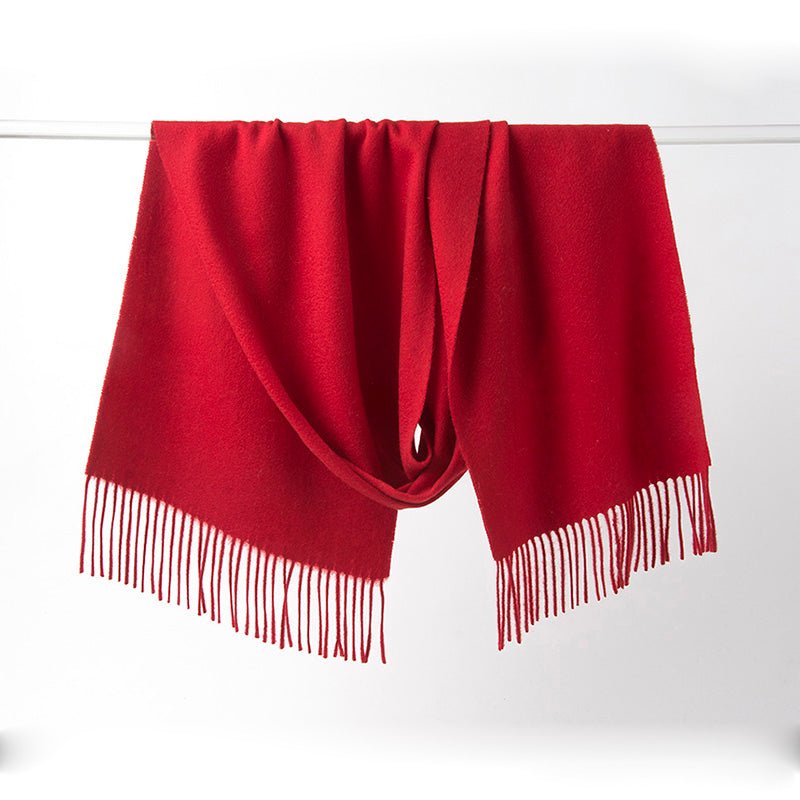 Lambswool Scarf Woven Plain Red - Drakoi Marketplace